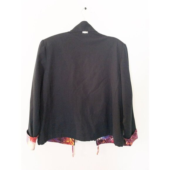 St. John Sport Black Jacket With Vibrant Printed Lining & Adjustable Drawstring - Picture 2 of 15